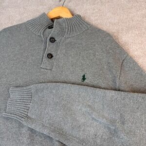 Polo Ralph Lauren Mens Grey Mock Neck Button Sweater XXL Big Tall